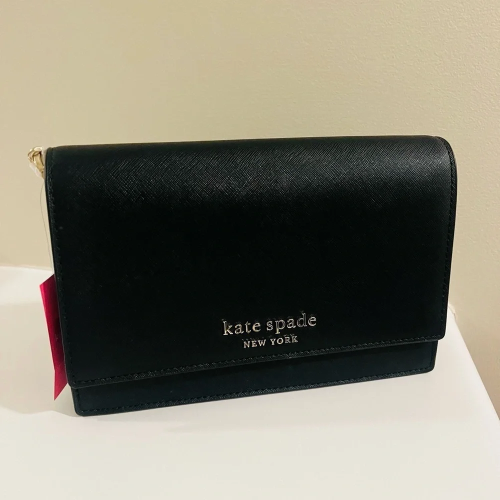 Kate Spade Black Clutch with Gold Accents